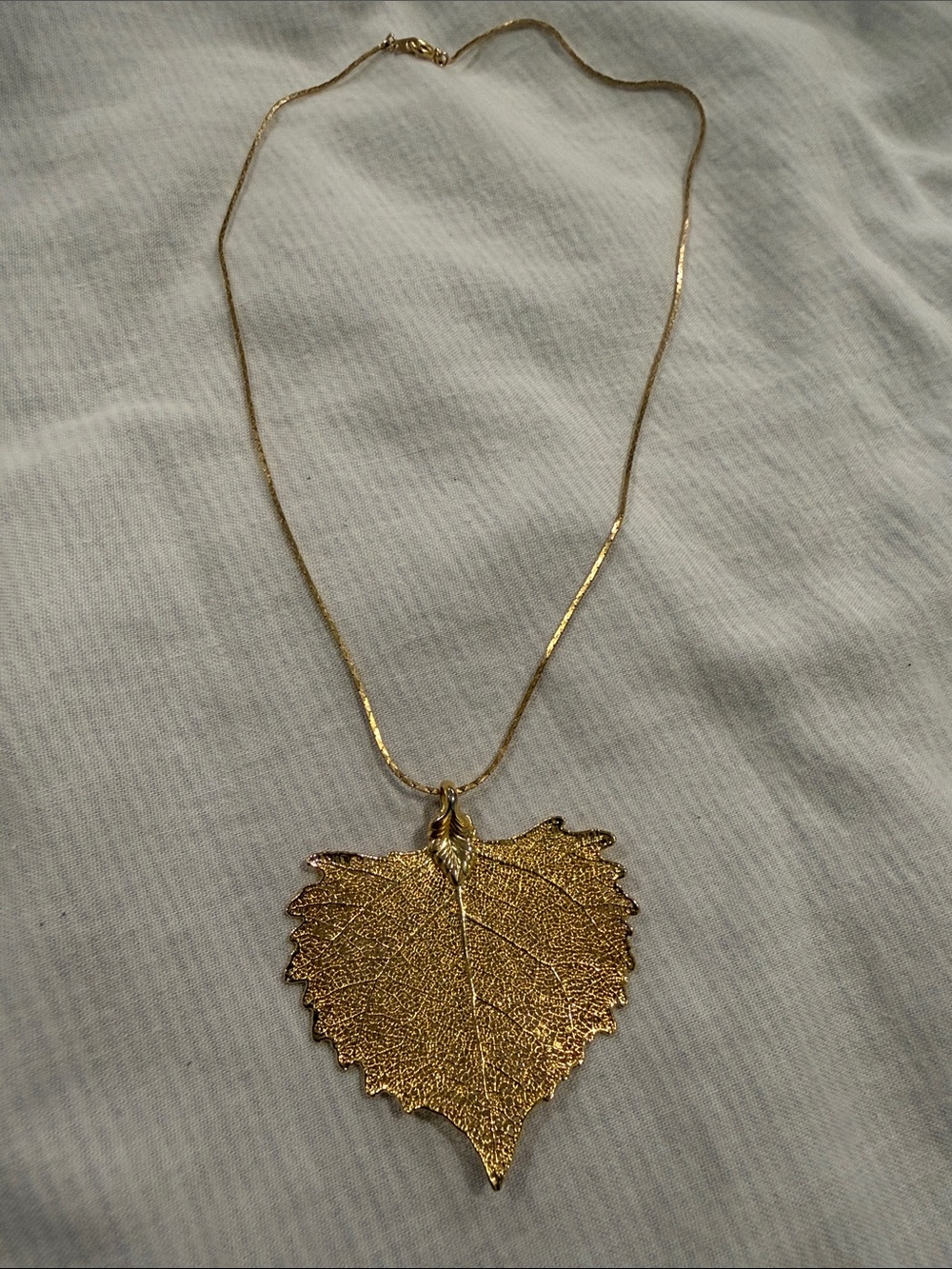 Gold Dipped  Cottonwood Leaf Necklace Gold Tone Chain